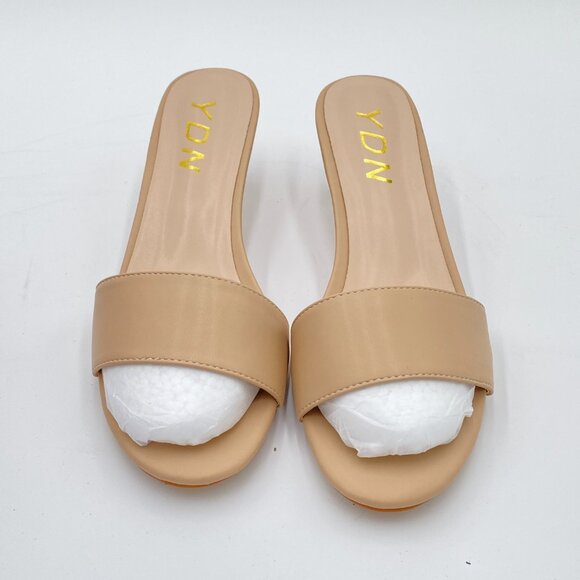 YDN Nude Comfy Kitten Heel Mules Slip on Clog Sandals Open Toe Dress Slide Shoes - Picture 3 of 8